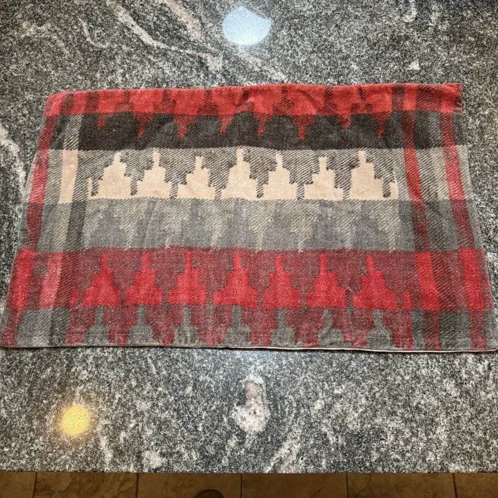 Pottery Barn Christmas Quay Printed Velvet Pillow Cover Lumbar 16x26 Red Black